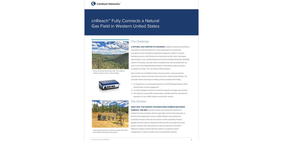 cnReach Fully Connects a Natural Gas Field in Western United States