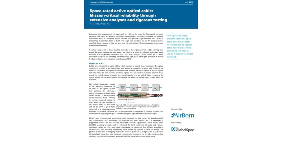 AirBorn Space-Rated Active Optical Cable Whitepaper